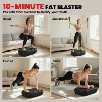 SPORTNOW Platforma wibracyjna z 120 poziomami intensywności, 5 programami, pilotem, wyświetlaczem LED, idealna do treningu mięśni, kolor czarny(m-6)