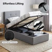 HOMCOM 3ft Single Ottoman Bed with Gas Lift Storage - Grey(m-5)