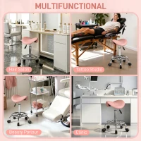 HOMCOM Salon Saddle Stool, Rolling Saddle Chair for Massage, Spa, Clinic, Beauty, Hairdressing and Tattoo, Pink(m-7)