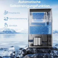 HOMCOM Gewerbliche Eismaschine, 36 kg/24 Std., Edelstahl, Unterbau oder freistehend, Silber(m-6)