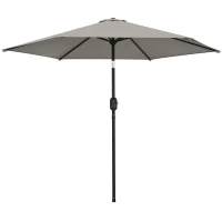 Outsunny 2.6 m Garden Parasol Umbrella with Aluminium Pole, Outdoor Patio Umbrella with Tilt and Crank, Vent, Light Grey(m-11)