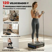 SPORTNOW Plataforma Vibratoria con 120 Velocidades 5 Programas Pantalla LED Luz Mando a Distancia 2 Bandas Elásticas Negro(m-5)