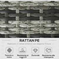 Outsunny Set da Esterno 6 Pezzi con 2 Tavolini Contenitore, 2 Divani e 2 Poltrone, in Rattan e Acciaio, Grigio(m-4)