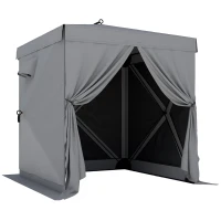 Outsunny Pavillon 1,85x1,85m Wasserdicht Stabil Winterfest Pop-up Faltpavillon mit 4 Mesh-Seitenteilen Tasche, UV 30+(m-1)