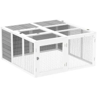 PawHut Rabbit Hutch with Openable Foldable Roof, Light Grey(m-1)