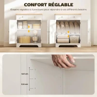 HOMCOM Meuble de rangement buffet salon avec placards à portes, 2 tiroirs et étagère réglable, armoire de rangement pour salon, cuisine, chambre, blanc et bois naturel(m-6)