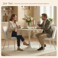 HOMCOM Esszimmerstühle, Küchenstühle, weich gepolstert mit Chenille, 50,5 x 57,5 x 78,5 cm, Cremeweiß(m-4)