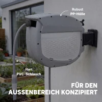 Outsunny Schlauchtrommel mit Gartenschlauch 30 m, 180° schwenkbar Schlauchbox mit automatische Aufrollung Selbstverriegelung(m-8)