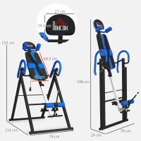 HOMCOM Gravity Inversion Table with Safety Belt Adjustable Hand Stand for Muscle Pain Relief, Blue(m-3)