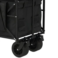 Outsunny Carrinho de Transporte com Rodas Grandes Travão Teto Amovível Carro Dobrável para Jardim com Barra Ajustável 125x59x133 cm Preto(m-14)