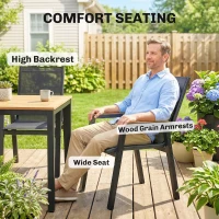 Outsunny Ensemble de jardin 7 pièces table avec 6 chaises respirantes dossiers hauts plateau à lattes effet bois(m-4)