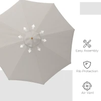 Outsunny 3.3m Elegant Wooden Parasol - Grey(m-7)