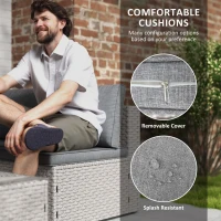 Outsunny 7 Pieces Rattan Garden Furniture Set, 6 Seater Garden Corner Sofa with Cushions and Glass Top Table, Sectional Outdoor Furniture Conservatory Set for Patio, Grey(m-6)