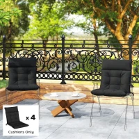 Outsunny Patio Chair Cushions Set of 4, Waterproof Non-Slip Lounge Chair Cushions, 112x53cm, Black(m-2)