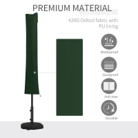 Outsunny Parasol Cover, Cantilever Umbrella Cover for 2-3.5 m Parasols, Banana Umbrella Protector with Zipper, Green(m-4)