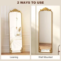 HOMCOM Full Length Mirror, 50 x 160 cm Floor Mirror with Baroque Metal Frame for Bedroom, Living Room, Dressing Room, Gold Tone(m-6)