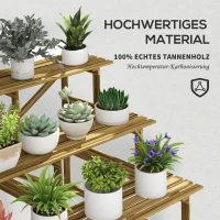Outsunny Plantenetagere bloementrap plantenrek bloemenbank standaard 3 trappen vurenhout(m-5)