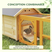 PawHut Poulailler en bois pour canards abri pour canards toit ouvrant double porte 78 x 90 x 92 cm effet bois naturel(m-8)