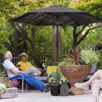 Outsunny 2.6 m Garden Parasol Umbrella with Aluminium Pole, Outdoor Patio Umbrella with Tilt and Crank, Vent, Black(m-2)