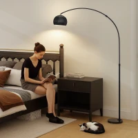 HOMCOM Arc Floor Lamp for Living Room, Modern Adjustable Standing Lamp with Faux Black Marble Base Black(m-9)