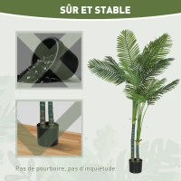 HOMCOM Plante artificielle intérieure 180 cm, palmier Areca arbre artificiel avec pot en plastique et flocage, vert(m-7)