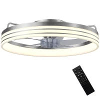 HOMCOM Ceiling Fans with Lights and Remote & App Control, 50cm LED Ceiling Fan Light with 3 Colour Temperatures, 6 Speed, Silver(m-10)