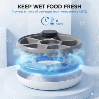 PawHut Automatic Cat Feeder Programmable Timer for Dry Wet Food Cat Food Dispenser with Ice Pack for 6 Meals(m-5)