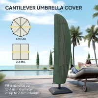 Outsunny Parasol Cover, 600D Oxford Cantilever Umbrella Cover Fit for 2-4m Parasol, Green(m-4)