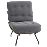 HOMCOM Accent Chair, Linen-look Fabric Reading Chair with Spring Cushion, Slatted Support, Steel Frame, Dark Grey(m-1)