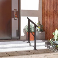 Outsunny Treppengeländer für 2-3 Stufen, 94cm, Winkelverstellbar Handlauf Außen und Innen Metall Schwarz(m-8)