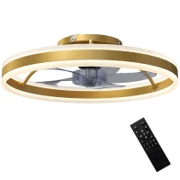HOMCOM Ceiling Fan with Light and Remote, LED Mount Ceiling Fan with 3 Colour Temperatures, 6 Speed, 50 cm, Gold Tone(m-11)