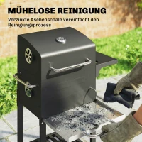 Outsunny Holzkohlegrill Kompakt Grillwagen mit Deckel Thermometer Grillrost Seitentisch Aschefach Lüftungsschlitzen(m-8)