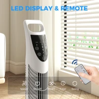 HOMCOM Tower Fan Oscillating 3 Speeds 3 Winds 40W w/ RC Timer Quiet - White(m-6)