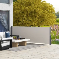 Outsunny Store latéral brise-vue paravent rétractable 3 x 1 m alu. polyester anti-UV haute densité 180 g/m² gris(m-10)