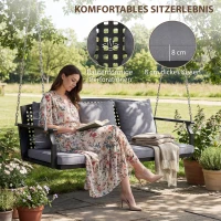 Outsunny 3-Sitzer Veranda-Schaukel, Gartenschaukelbank mit 3 Rückenkissen, Sitzkissen, Hängevorrichtung, Grau(m-5)