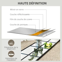 HOMCOM Grand miroir mural ou sur pied 40 x 160 cm de fenêtre arquée avec cadre en métal, film antidéflagrant, noir(m-4)