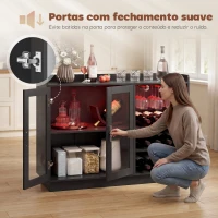 HOMCOM Móvel de Bar com Luzes LED RGB e Porta-Garrafas para 12 Garrafas Armário Buffet para Vinhos para Sala de Jantar Sala de Estar Preto(m-8)