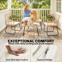 Outsunny 4 Piece Rattan Garden Furniture Set, Outdoor Patio Furniture with Loveseat, Armchairs and Coffee Table(m-6)