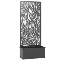 Outsunny Jardinière avec treillis, bac à fleurs, avec brise-vue, pour plantes grimpantes, métal, 45 x 21,5 x 110 cm, noir(m-12)
