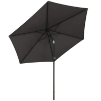 Outsunny 2.6 m Garden Parasol Umbrella with Aluminium Pole, Outdoor Patio Umbrella with Tilt and Crank, Vent, Black(m-1)