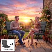 Outsunny Patio Chair Cushions Set of 4, Waterproof Non-Slip Lounge Chair Cushions, 112x53cm, Dark Grey(m-9)