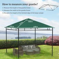 Outsunny Replacement Canopy for Pavilion Replacement Roof Gazebo High-Density Polyester Fabric 180 g/m² UV-Resistant 3 x 3 m Green(m-3)