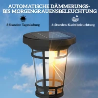 Outsunny Solar Laterne Stehleuchte mit Blumentopf 195cm Außen Gartenlaterne mit 2 Helligkeitsstufen Lichtsteuerung Schalter IP44(m-4)