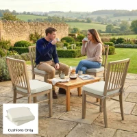 Outsunny Outdoor Chair Seat Cushions Set of 2, Garden Chair Cushions with 7cm Thick Foam & Ties, Cream White(m-9)