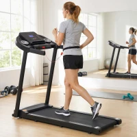 HOMCOM Passadeira para Casa 1-12 KM/H 1,5HP com 12 Programas Rodas Ecrã LED e Suporte para Telemóvel para Casa ou Escritório(m-9)