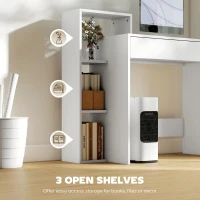 HOMCOM Desk with Storage, Computer Desk with 3 Open Shelves and Drawer, Workstation, Computer Table, White(m-4)