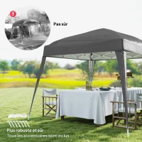 Outsunny Garden Canopy 3x3m Pop-up Folding Tent Steel Waterproof Polyester UV-Resistant with Carry Bag Gray(m-6)