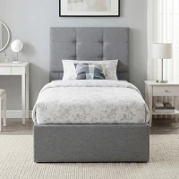 HOMCOM 3ft Single Ottoman Bed with Gas Lift Storage - Grey(m-2)