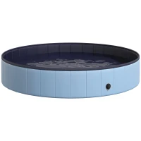 PawHut Collapsible Non-Slip PVC Dog Pool, Easy to Clean, 160 cm Diameter x 30 cm Height, Blue(m-1)