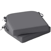 Outsunny Outdoor Chair Seat Cushions Set of 2, Garden Chair Cushions with 7cm Thick Foam & Ties, Dark Grey(m-1)